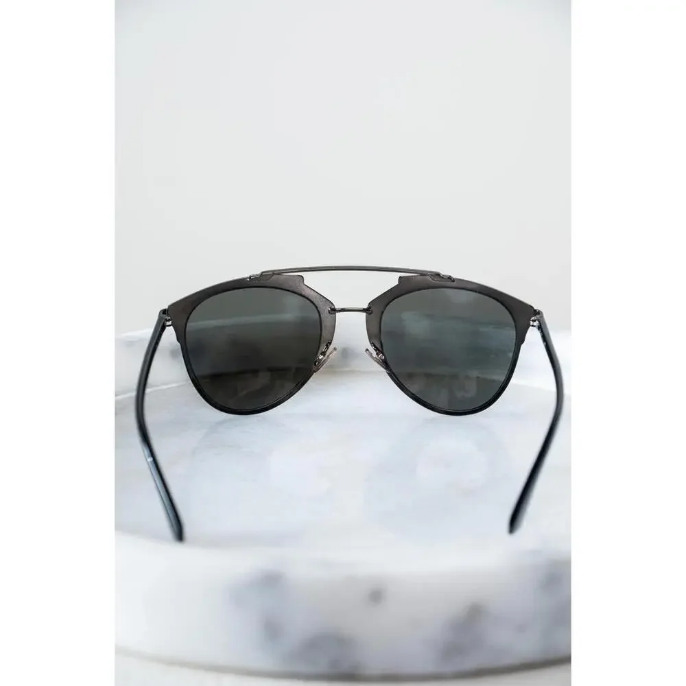 Christian Dior Black Thin Aviator Sunglasses Metal - Picture 4 of 5